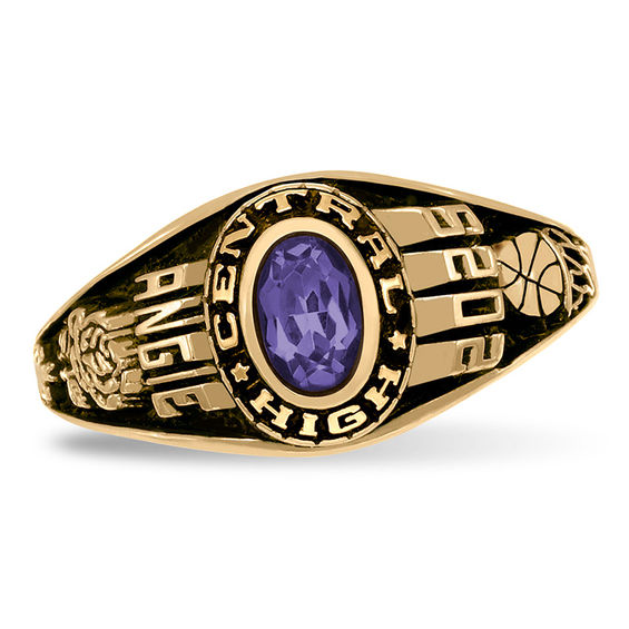 Oval Birthstone High School Class Ring by ArtCarved (1 Stone)