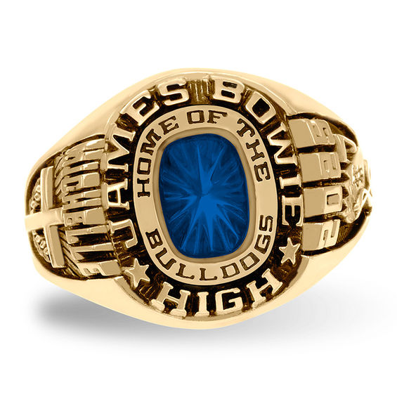 Ladies' Cushion-Cut Birthstone High School Class Ring by ArtCarved (1 Stone)