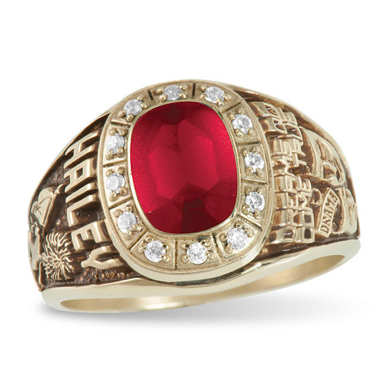 Cushion-Cut Birthstone High School Class Ring by ArtCarved (1 Stone)