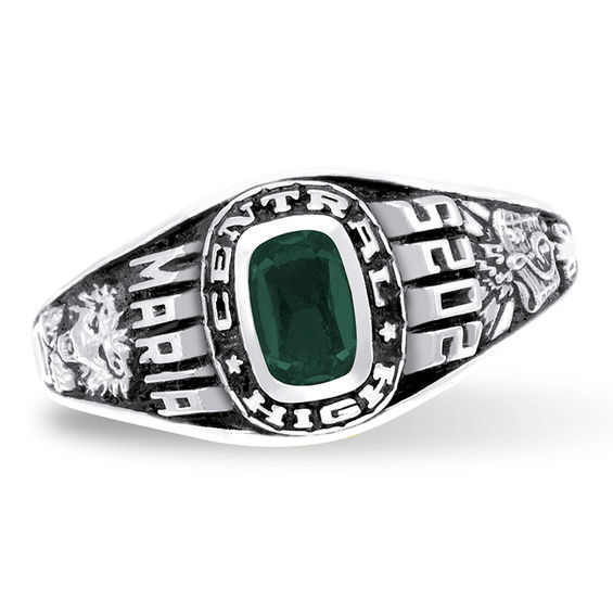 Cushion-Cut Birthstone High School Class Ring by ArtCarved (1 Stone)
