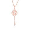 Thumbnail Image 0 of Oval Morganite and Diamond Accent Ornate Key Pendant in Sterling Silver with 14K Rose Gold Plate