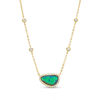 Thumbnail Image 1 of Abstract Pear-Shaped Lab-Created Blue Opal and White Sapphire Frame Necklace in Sterling Silver with 18K Gold Plate