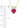 Thumbnail Image 1 of 10.0mm Lab-Created Ruby and White Sapphire Heart with Crown Pendant in Sterling Silver with 14K Gold Plate