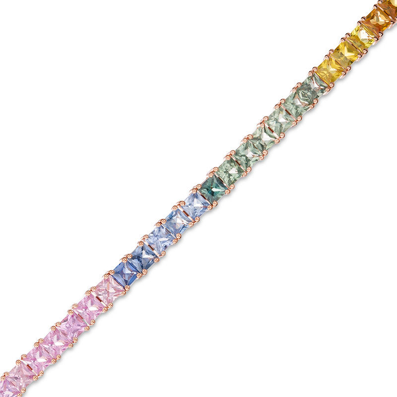 Zales Princess-Cut Lab-Created Multi-Color Sapphire Tennis Bracelet