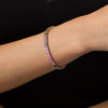 Thumbnail Image 1 of Princess-Cut Lab-Created Multi-Color Sapphire Tennis Bracelet in Sterling Silver with 14K Rose Gold Plate