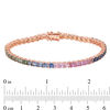 Thumbnail Image 3 of Princess-Cut Lab-Created Multi-Color Sapphire Tennis Bracelet in Sterling Silver with 14K Rose Gold Plate