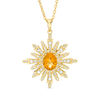 Thumbnail Image 1 of Oval Citrine and White Topaz Sun Pendant in Sterling Silver with 14K Gold Plate