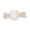 Thumbnail Image 3 of Oval Opal and 1/4 CT. T.W. Diamond Crossover Ring in Sterling Silver and Rose Rhodium