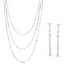 Thumbnail Image 1 of Made in Italy Triple-Strand Sparkle Chain Necklace and Tassel Drop Earrings Set in Sterling Silver
