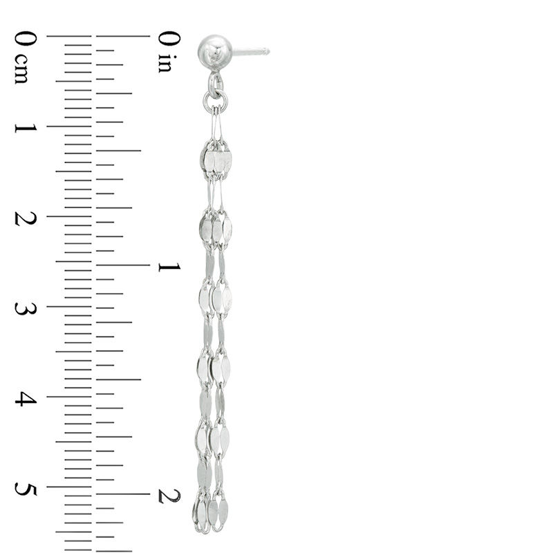 Main Image 2 of Made in Italy Triple-Strand Sparkle Chain Necklace and Tassel Drop Earrings Set in Sterling Silver