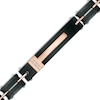 Thumbnail Image 0 of Men's 1/20 CT. T.W. Diamond Carbon fiber Link ID Bracelet in Stainless Steel and Black and Rose IP - 8.25"