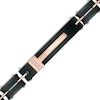Thumbnail Image 1 of Men's 1/20 CT. T.W. Diamond Carbon fiber Link ID Bracelet in Stainless Steel and Black and Rose IP - 8.25"