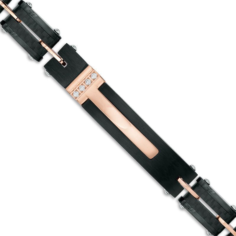 Mens Shaquille Oneal Diamond Accent Carbon Fiber Cross