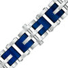 Thumbnail Image 0 of Men's 10.0mm Triple Row Link Chain Bracelet in Stainless Steel and Blue IP - 8.5"