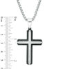 Thumbnail Image 3 of Men's Diamond Accent Dog Tag and Cross Pendant Set in Stainless Steel and Black IP - 20" and 24"