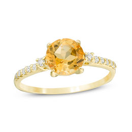 7.0mm Citrine and 1/8 CT. T.W. Diamond Engagement Ring in 10K Gold