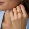 Thumbnail Image 1 of 7.0mm Citrine and 1/8 CT. T.W. Diamond Engagement Ring in 10K Gold