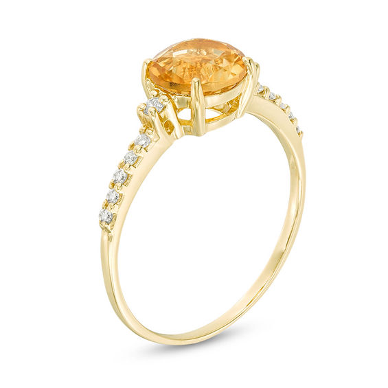 7.0mm Citrine and 1/8 CT. T.w. Diamond Engagement Ring in 10K Gold