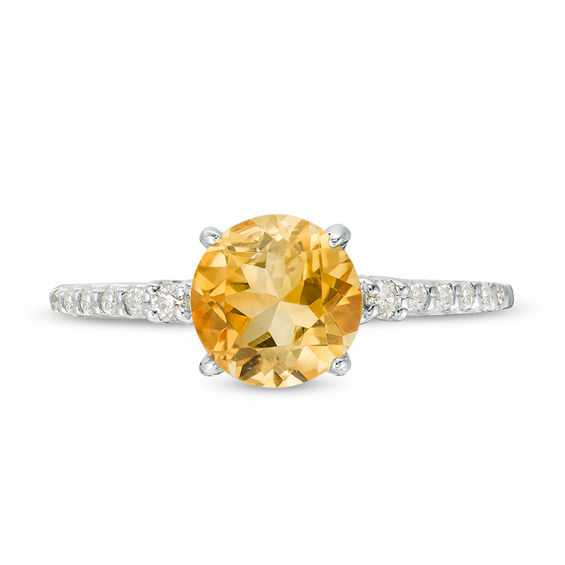 7.0mm Citrine and 1/8 CT. T.w. Diamond Engagement Ring in 10K Gold