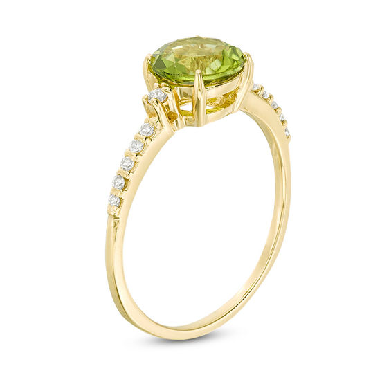 7.0mm Peridot and 1/8 CT. T.w. Diamond Engagement Ring in 10K Gold