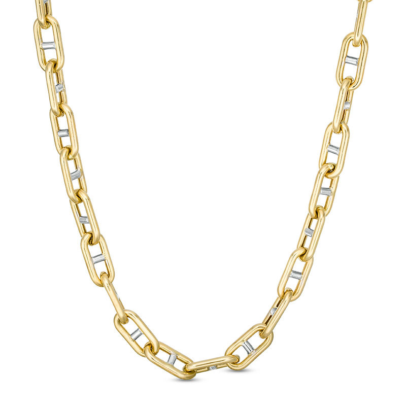 Men's 7.0mm Mariner Chain Necklace in 10K Two-Tone Gold - 22"