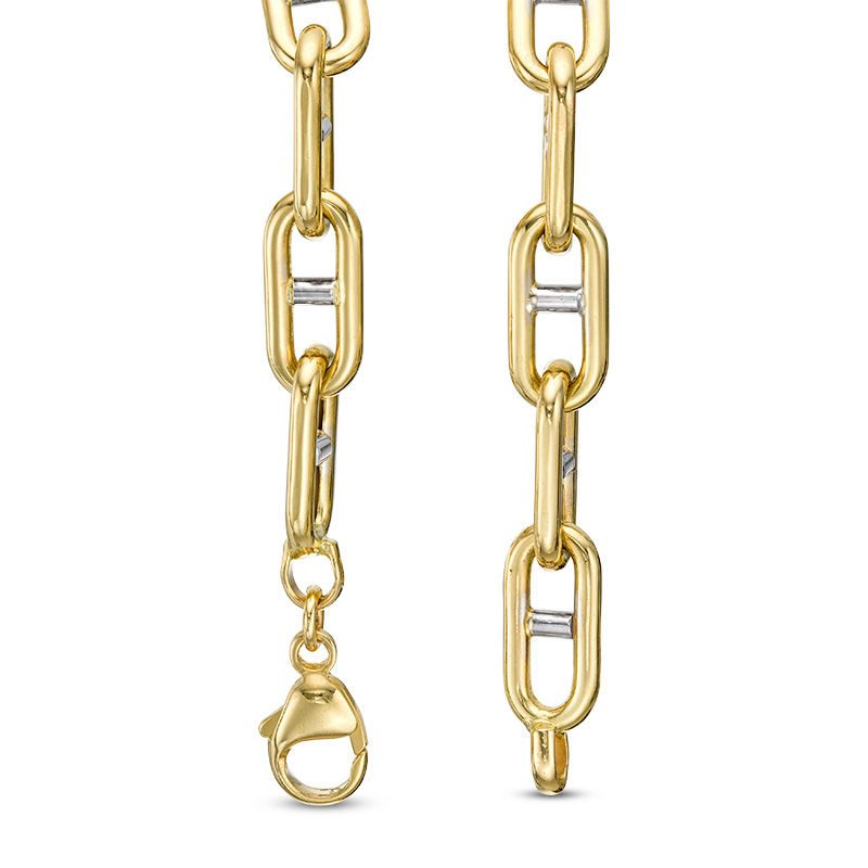 Main Image 3 of Men's 7.0mm Mariner Chain Necklace in 10K Two-Tone Gold - 22"