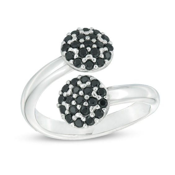 Made in Italy Black Spinel Composite Bypass Ring in Sterling Silver