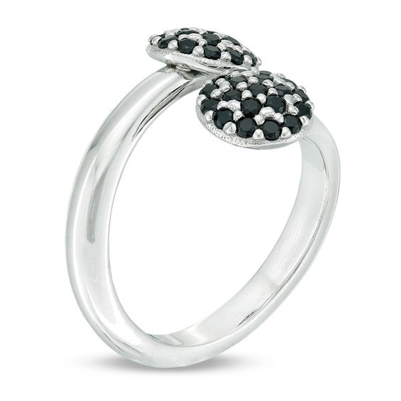 Made in Italy Black Spinel Composite Bypass Ring in Sterling Silver