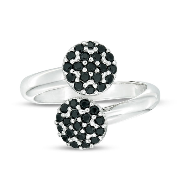 Made in Italy Black Spinel Composite Bypass Ring in Sterling Silver