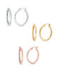 Thumbnail Image 1 of Diamond-Cut Three Pair Hoop Earrings Set in 10K White, Yellow or Rose Gold