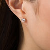 Thumbnail Image 1 of 6.0mm Lab-Created White Sapphire Solitaire Beaded Crown Stud Earrings in Sterling Silver with 14K Rose Gold Plate