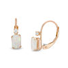 Thumbnail Image 1 of Emerald-Cut Lab-Created Opal and White Zircon Drop Earrings in 10K Gold