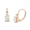 Thumbnail Image 0 of Emerald-Cut Lab-Created Opal and White Zircon Drop Earrings in 10K Gold