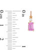 Thumbnail Image 3 of Emerald-Cut Lab-Created Pink Sapphire and White Zircon Drop Earrings in 10K Gold