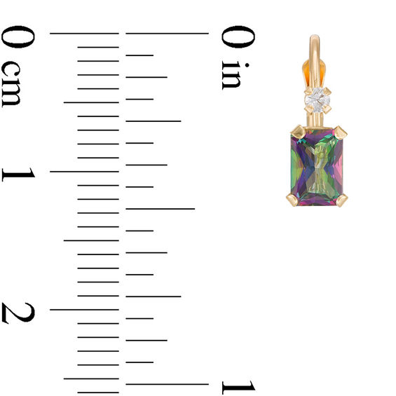 Emerald-Cut Mystic Fire® Topaz and White Zircon Drop Earrings in 10K Gold