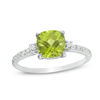 Thumbnail Image 0 of 7.0mm Cushion-Cut Peridot and 1/8 CT. T.W. Diamond Engagement Ring in 10K White Gold