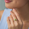 Thumbnail Image 1 of 7.0mm Cushion-Cut Peridot and 1/8 CT. T.W. Diamond Engagement Ring in 10K White Gold