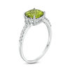 Thumbnail Image 2 of 7.0mm Cushion-Cut Peridot and 1/8 CT. T.W. Diamond Engagement Ring in 10K White Gold