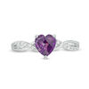 Thumbnail Image 4 of 6.0mm Heart-Shaped Amethyst and 1/20 CT. T.W. Diamond Twist Shank Ring in 10K White Gold