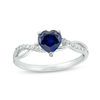 Thumbnail Image 0 of 6.0mm Heart-Shaped Lab-Created Blue Sapphire and 1/20 CT. T.W. Diamond Twist Shank Ring in 10K White Gold