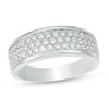 Thumbnail Image 1 of 1 CT. T.W. Diamond Triple Row Wedding Band in 10K White Gold