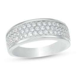 1 CT. T.W. Diamond Triple Row Wedding Band in 10K White Gold