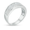 Thumbnail Image 1 of Men's 1 CT. T.W. Diamond Triple Row Wedding Band in 10K White Gold