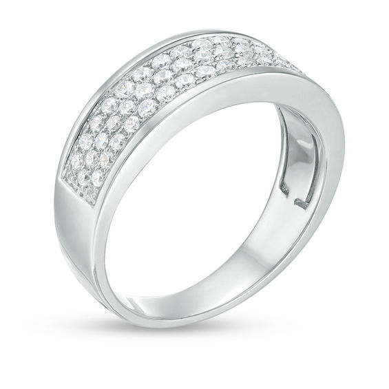 1 CT. T.w. Diamond Triple Row Wedding Band in 10K White Gold