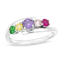 Mother's Birthstone Bypass Ring (1-7 Stones)