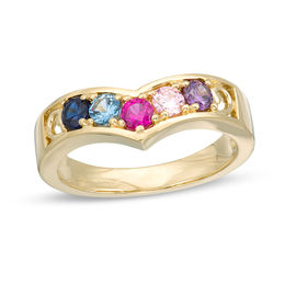 Mother's Birthstone Chevron Ring (2-7 Stones)