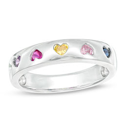 Mother's Birthstone Alternating Hearts Ring (2-5 Stones)