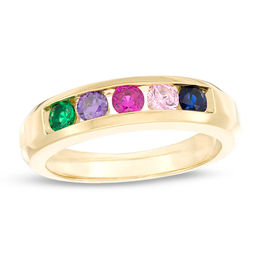 Mother's Birthstone Bevelled Edge Ring (3-7 Stones)