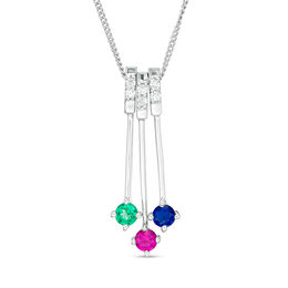 Mother's Birthstone and Diamond Accent Multi-Bar Pendant (3, 5, 7, or 9 Stones)