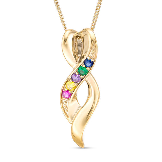 Mother's Birthstone Infinity Ribbon Pendant (1-5 Stones)
